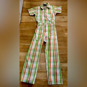 Big Bud Press Short Sleeve Jumpsuit – Rainbow Plaid, Size S